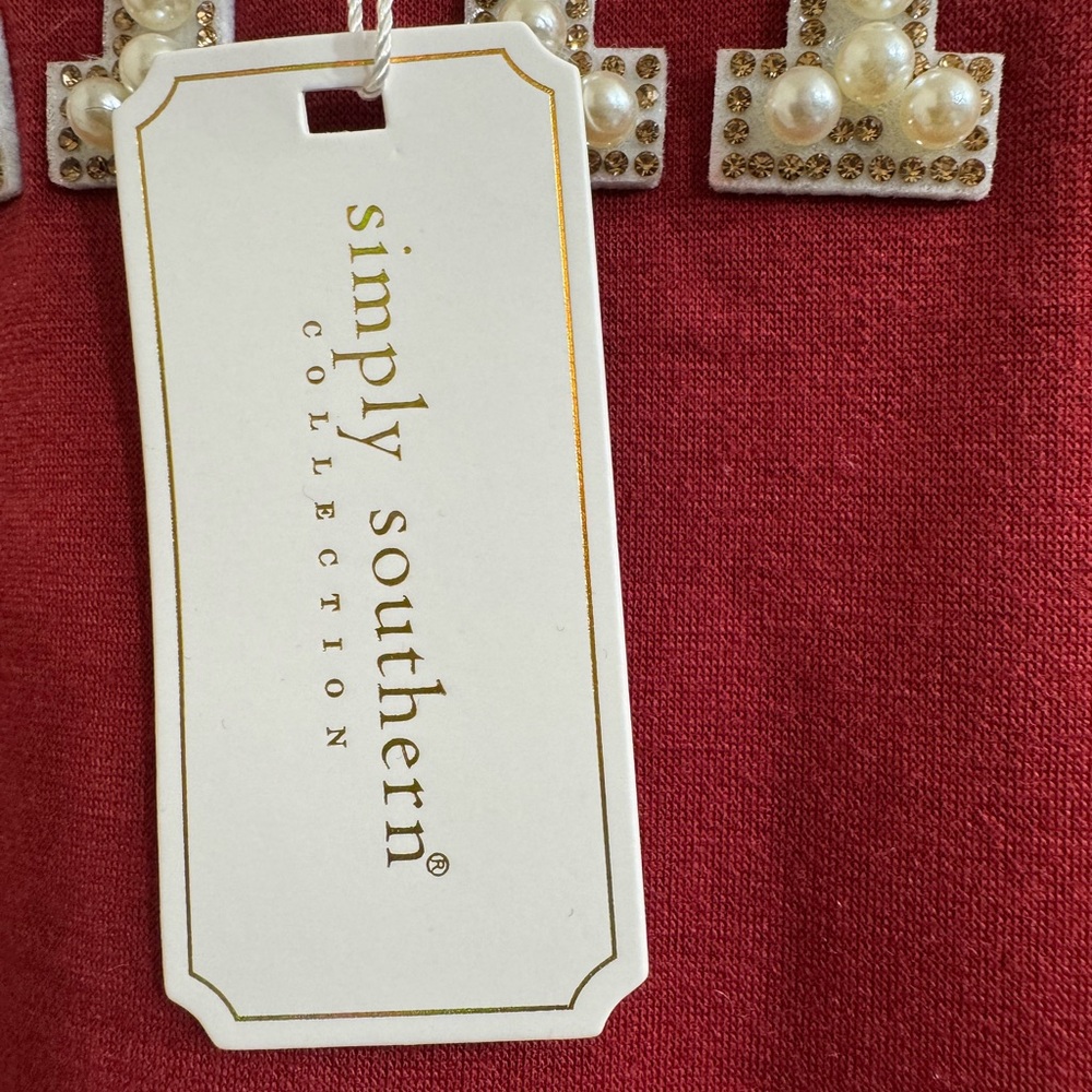 NWT Simply Southern Red 'Merry' Sweatshirt Dress - Picture 4 of 10